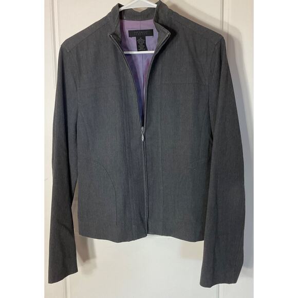 The Limited Stretch Gray Full Zipper Long Sleeve Lined Jacket with Pockets M - Picture 1 of 7